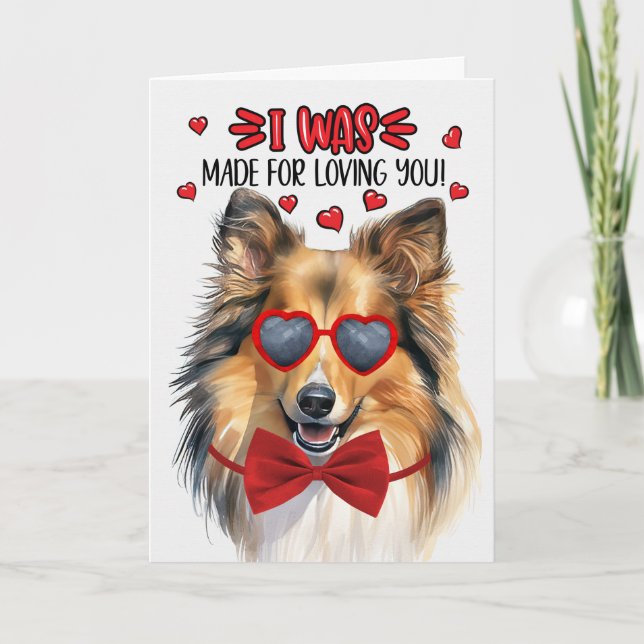 Tarjeta Festiva Shetland Sheepdog Dog Love You Valentine (Anverso)