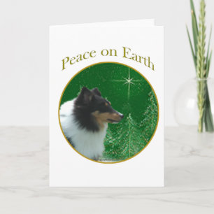 Tarjeta Festiva Shetland Sheepdog Peace