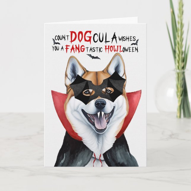 Tarjeta Festiva Shiba Inu Dog Funny Count DOGcula Halloween (Anverso)