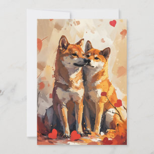 Tarjeta Festiva Shiba Inu El día de San Valentín