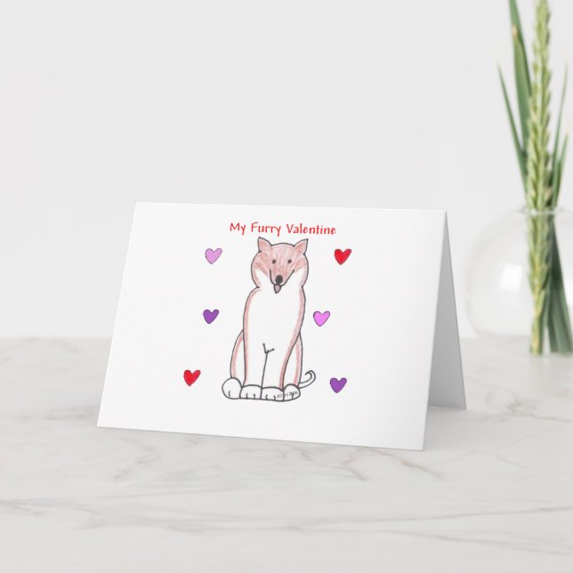 Tarjeta Festiva Shiba Inu Furry Valentine (Anverso)