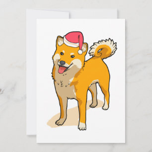 Tarjeta Festiva Shiba Inu Santa Claus Navidades de perros