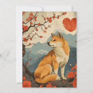 Tarjeta Festiva Shiba Inu Vintage El día de San Valentín