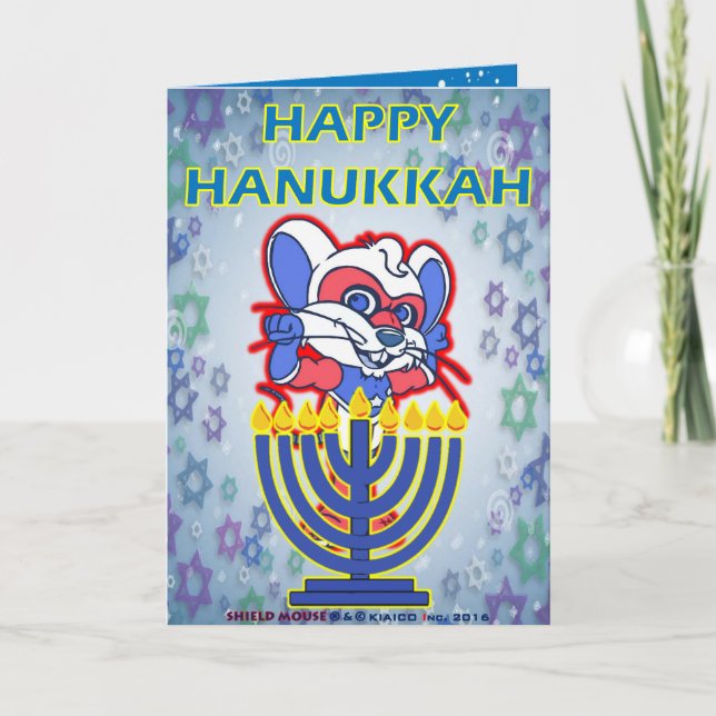 Tarjeta Festiva SHIELD MOUSE Happy Hanukkah Card 2016 (Anverso)