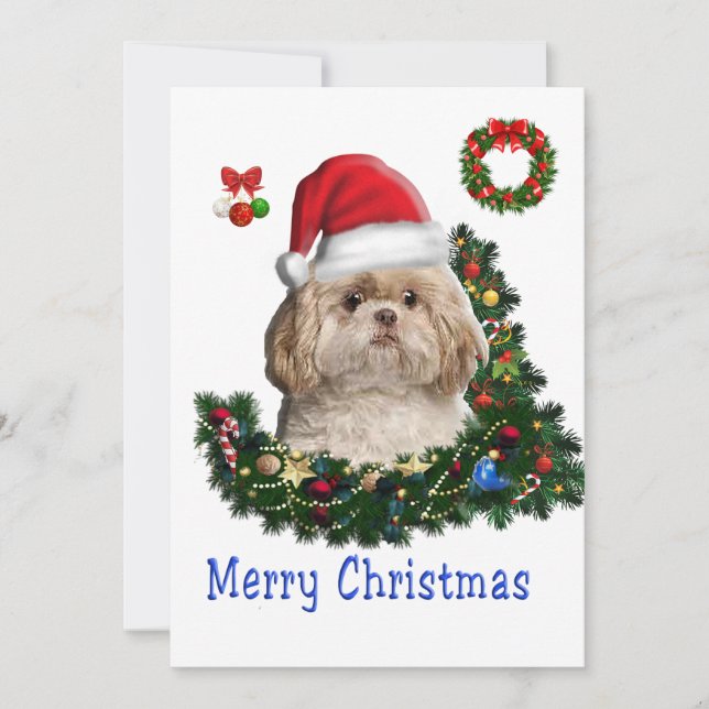 Tarjeta Festiva Shih Tzu (Anverso)