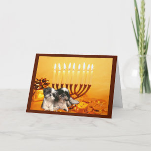 Tarjeta Festiva Shih Tzu Chanukah Card Menorah