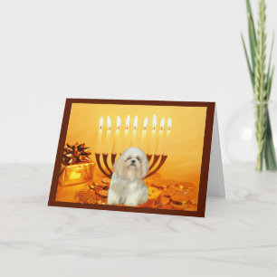 Tarjeta Festiva Shih Tzu Chanukah Card Menorah