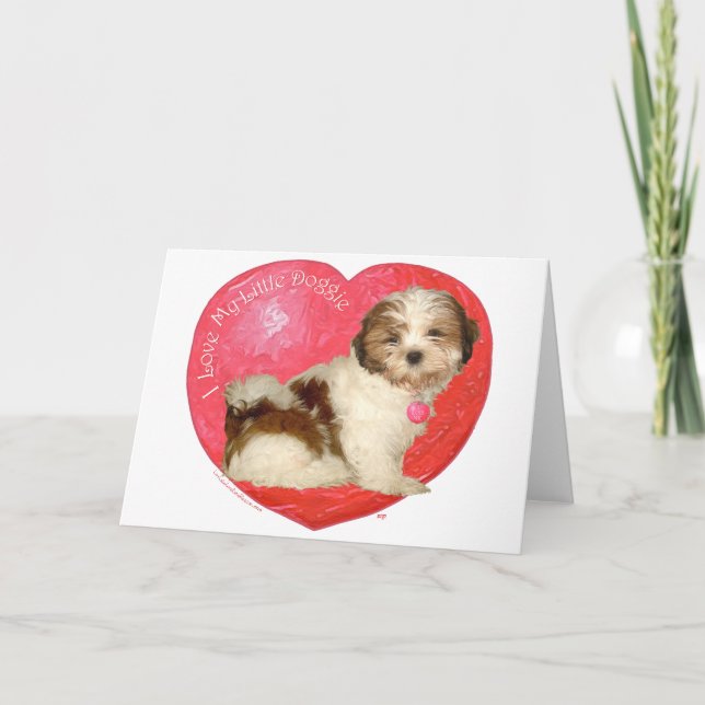 Tarjeta Festiva Shih Tzu El día de San Valentín (Anverso)