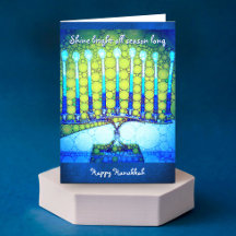 Shine bright blue menorah custom name Hanukkah