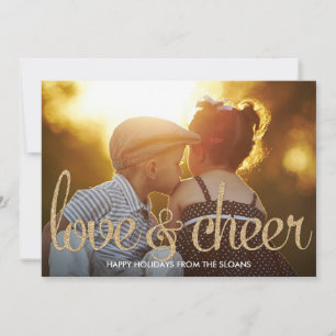 Tarjeta Festiva Shiny Love & Cheer Holiday Photo Card