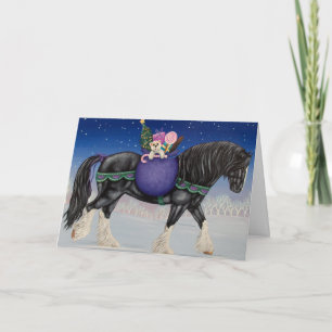 Tarjeta Festiva Shire Draft Horse Navidades
