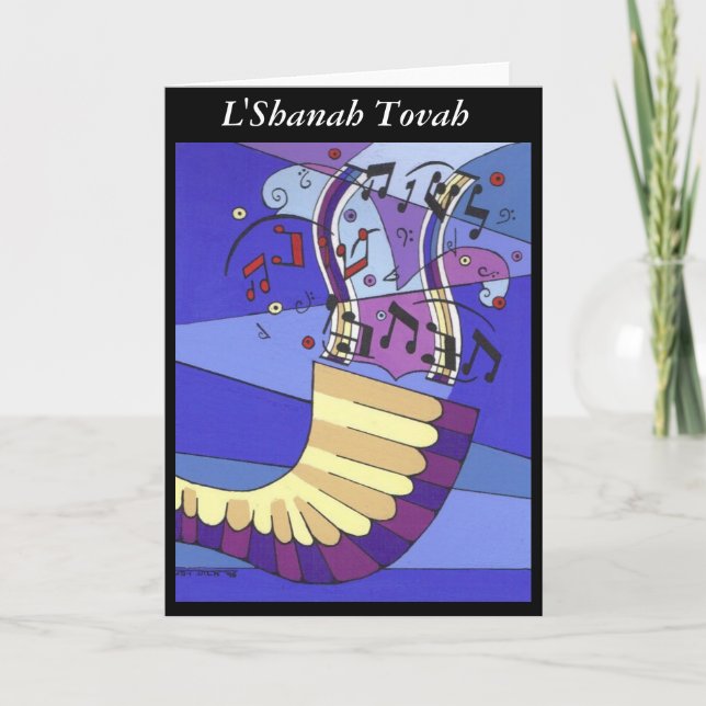 Tarjeta Festiva Shofar Rosh Hashanah, L'Shanah Tovah (Anverso)
