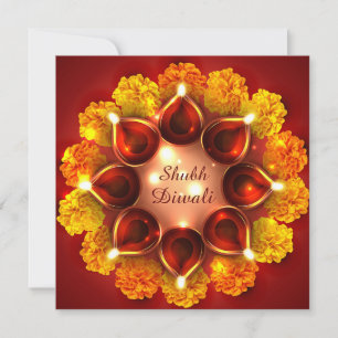 Tarjeta Festiva Shubh Diwali Merigold Festival de la Luz