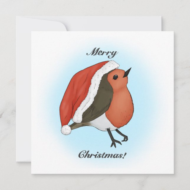 Tarjeta Festiva Shy Santa Robin (Anverso)