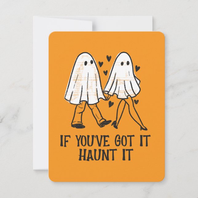 Tarjeta Festiva Si lo tienes, perdónalo - Cute Pareja Fantasma (Anverso)