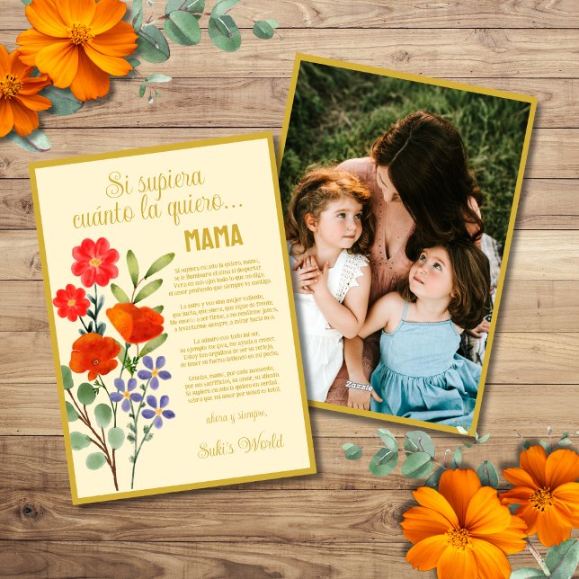 Tarjeta Festiva Si supiera cuanto la quiero | Día de la madre (Subido por el creador)