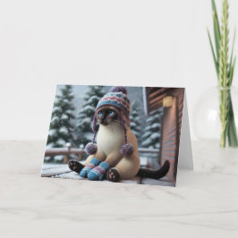 Tarjeta Festiva Siamese Cat Christmas Card