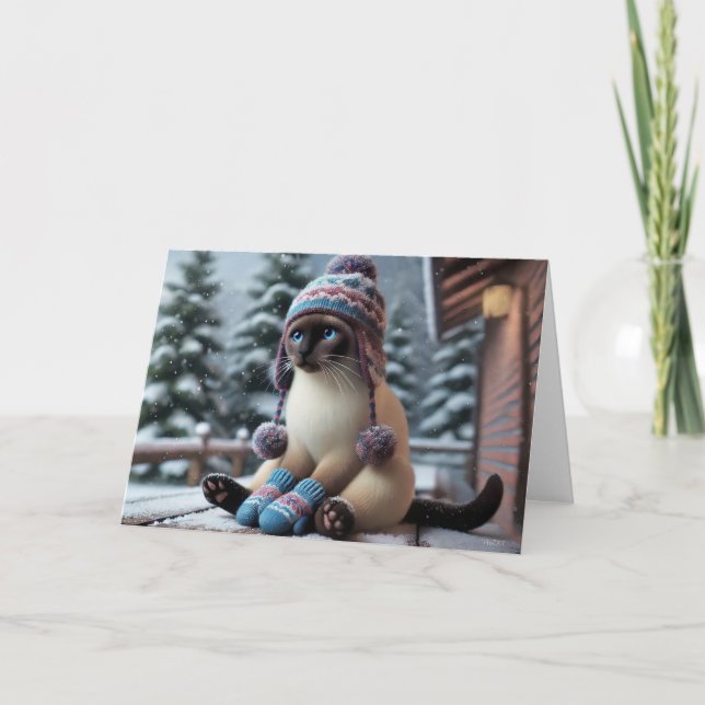 Tarjeta Festiva Siamese Cat Christmas Card (Anverso)
