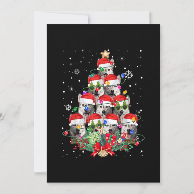 Tarjeta Festiva Siberian Husky Dogs Tree Christmas Pajama Xmas Dog (Anverso)