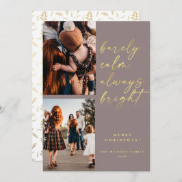 Tarjeta Festiva Siempre brillante guión dorado 2 Navidades de foto