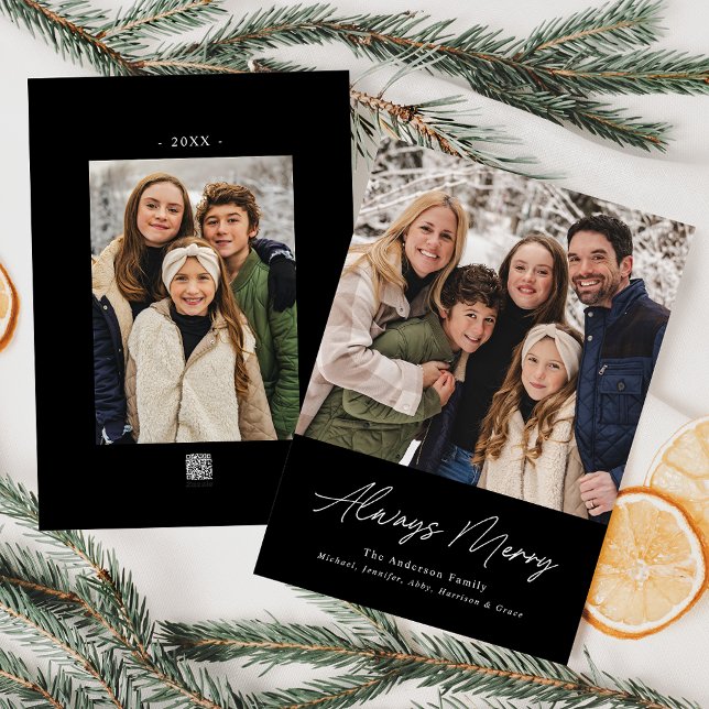 Tarjeta Festiva Siempre Merry Black Minimalista 2 Photo (Subido por el creador)