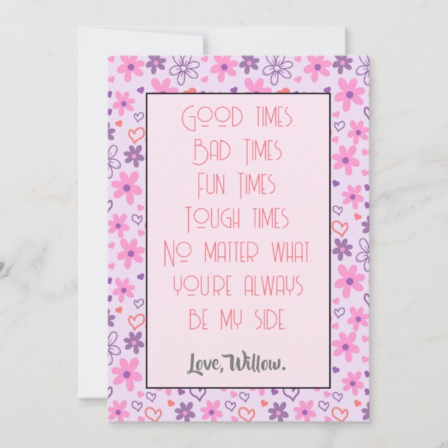 Tarjeta Festiva Siempre Serás Mi Lado San Valentín (Anverso)