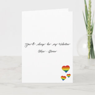 Tarjeta Festiva Siempre serás mi San Valentín bandera LGBT corazon