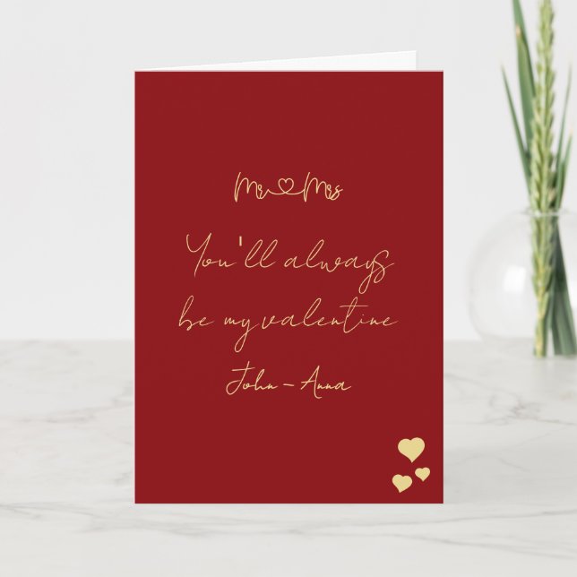 Tarjeta Festiva Siempre Serás Mi San Valentín Sr y Sra Doblado (Anverso)