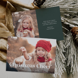 Tarjeta Festiva Siempre verde   Navidades animan dos fotos