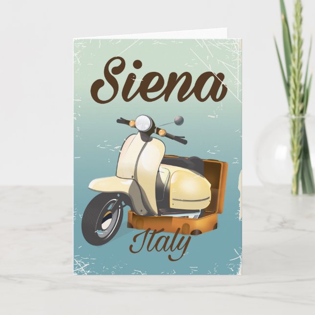 Tarjeta Festiva Siena Italia poster de vacaciones en Scooter (Anverso)