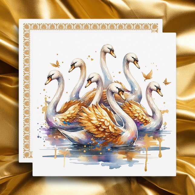 Tarjeta Festiva Siete cisnes nadando | Doce días de Navidades (Subido por el creador)