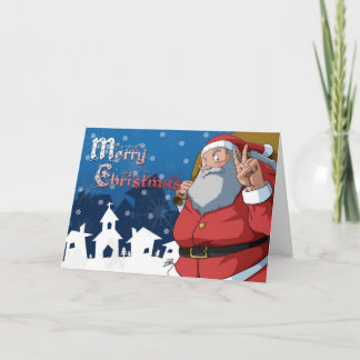 Tarjeta Festiva Signo de la paz alegre de Papá Noel de las Felices