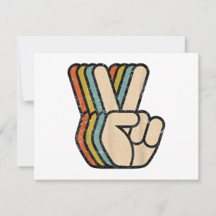 Tarjeta Festiva Signo de paz retro V Dedos ventilado años 60 años 