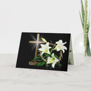 Tarjeta Festiva Silencio de Pascua, Corona y Cruz