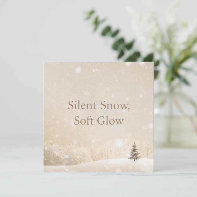 Tarjeta Festiva Silent Snow, Soft Glow;Minimalist ElegantChristmas (Anverso de pie)