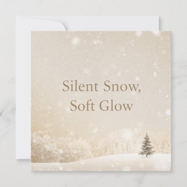 Tarjeta Festiva Silent Snow, Soft Glow;Minimalist ElegantChristmas (Anverso)
