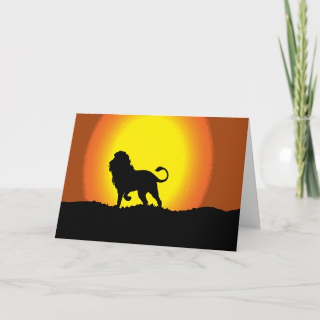 Tarjeta Festiva Silhouette de león de Dusk (Anverso)