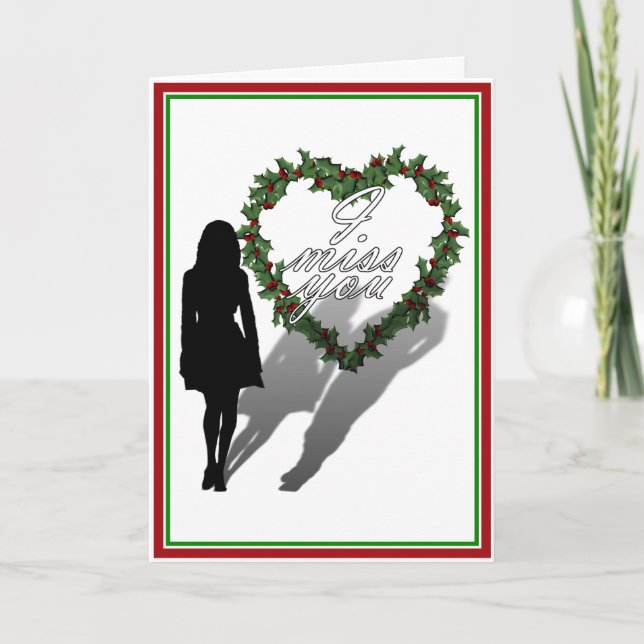 Tarjeta Festiva Silhouette de una mujer desaparecida Navidades (Anverso)
