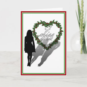 Tarjeta Festiva Silhouette de una mujer desaparecida Navidades