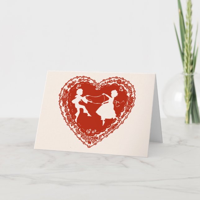 Tarjeta Festiva Silhouette vintage, Valentine Doily (Anverso)