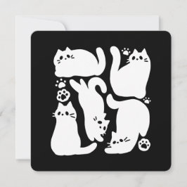 Tarjeta Festiva Silhouettes de color blanco gatito - Diseño felino