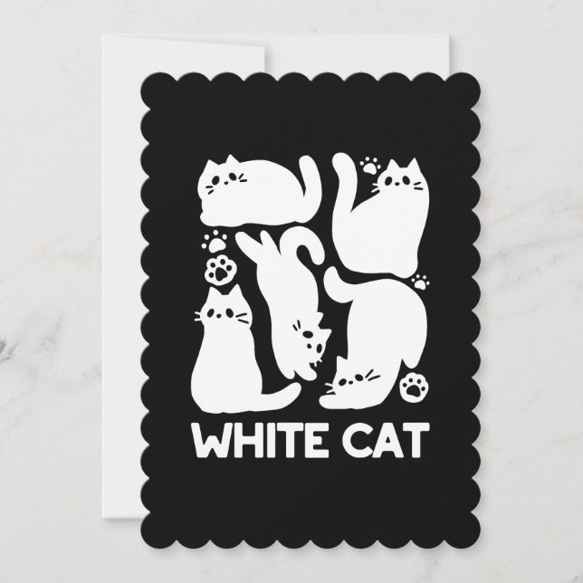 Tarjeta Festiva Silhouettes de color blanco gatito - Diseño felino (Anverso)