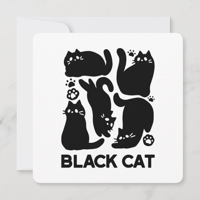 Tarjeta Festiva Silhouettes de gato negro - Diseño felino lindo (Anverso)