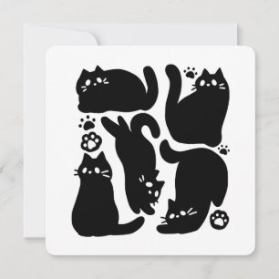 Tarjeta Festiva Silhouettes de gato negro - Diseño felino lindo