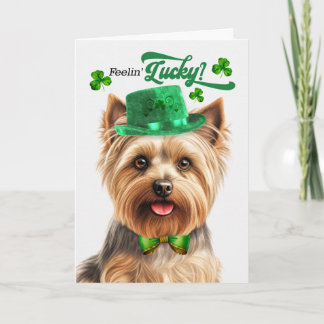 Tarjeta Festiva Silky Terrier se siente afortunado día de San Patr