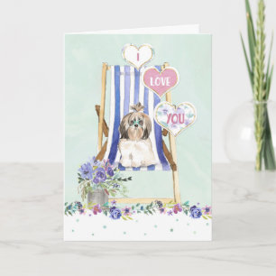 Tarjeta Festiva Silla de Decksunglasses de perro lindos del Día de