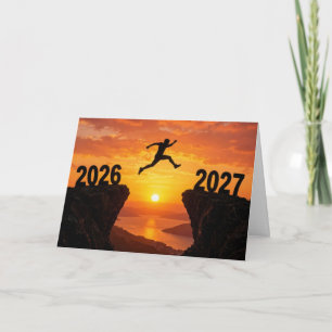 Tarjeta Festiva Silueta de Año Nuevo 2027 salto