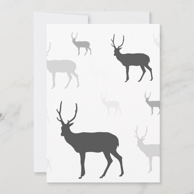 Tarjeta Festiva Silueta de ciervo blanco y negro con almohada de l (Anverso)