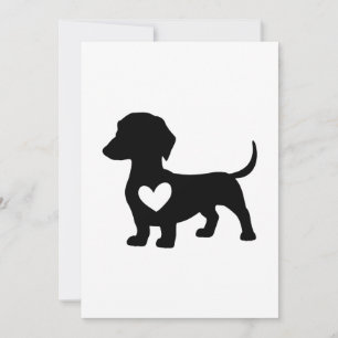 Tarjeta Festiva Silueta de Dachshund con corazón