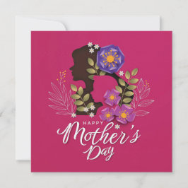 Tarjeta Festiva Silueta de mamá y niño Día de las madres